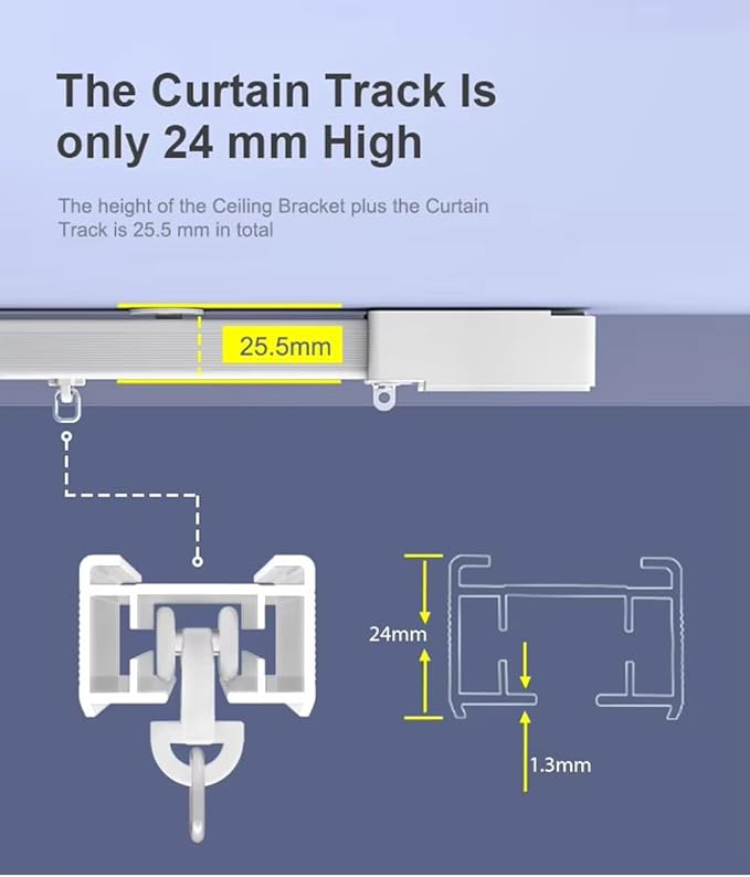 Automatic Curtain Opener WiFi Motorized Curtain Track Kit 1.8N.m Curtains Motor, Ripple/Wave Fold Electric Curtain Track, Remote Curtains, Works with Alexa & Google Home (4 meters (157.4 inches))