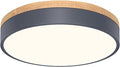 Dimmable Wood Oak Ceiling Light Fixture Modern Gray LED Flush Mount Ceiling Light 5CCT Minimalist Circle Close to Lighting Fixture for Bedroom Kitchen Bathroom Laundry Room 11.81 Inch