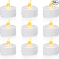 KOABY 24 Pack Tea Lights with Timer, Auto-On 6 Hours and Off 18 Hours in 24 Hours Cycle Automatically, Battery Operated Flameless Flickering Tea Lights with Timer(24 Pack, Warm Yellow)
