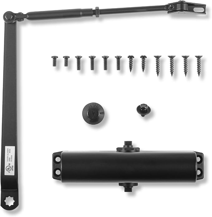 Alupac Automatic Door Closer #963 for Comercial or Residencial UL Listed, Heavy-Duty for Commercial & Residential Doors (88–143 lbs) | Adjustable Closing Speed, Non-Handed, Easy Installation (Black)
