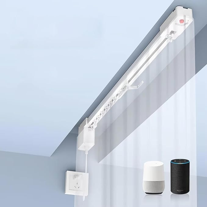 Hidden WiFi Smart Curtain Track System, 2.0N.m Quiet Brushless Motor, Automatic Curtain Opener Compatible with Amazon Alexa & Google Home, 132lb Heavy Duty (7 meters (275.6 inches))