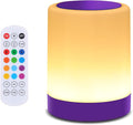 OORUN Touch Bedside Table Lamp,13 RGB Colors & 5 Brightness, USB Rechargeable Desk Lamp, Remote Control Dimmable Night Light with RGB Color Changing,Portable Lamp for Baby, Living Room (Purple)