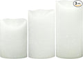 Flameless Candles Flickering Set of 3 (D 3’’ x H 4’’ 5’’ 6’’) Real Wax Battery Operated LED Candle with Timer Home Decorative Pillar Lights,Wedding Party Events Decor,White