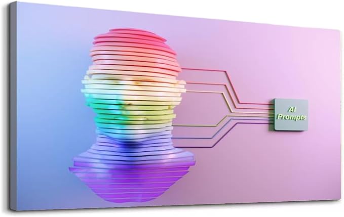 Wibinuki Wall Art Wall Decor Wall Paintings d sliced cyborg head made of Artificial Intelligence for Living Room Bedroom Bathroom Home Decor Can Be Hung Directly 20"x 40"
