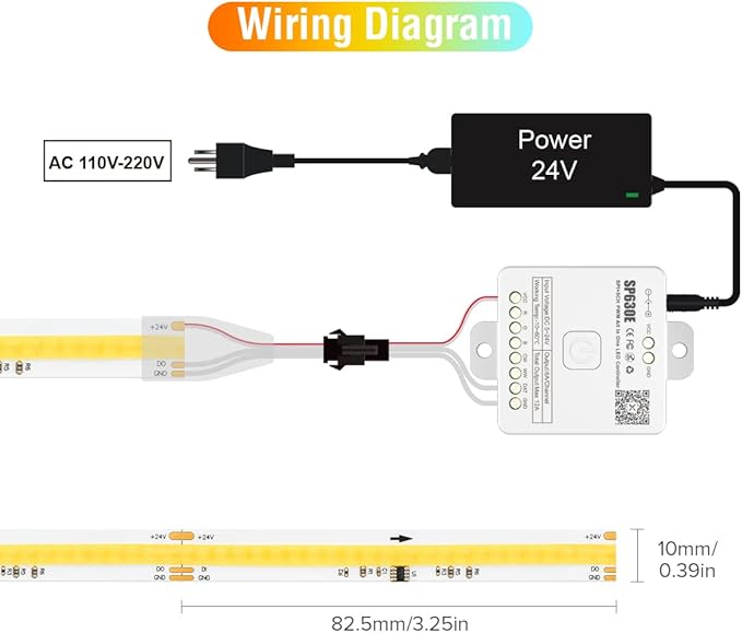 BTF-LIGHTING FCOB Addressable WS2811 IC CCT COB LED Strip Flexible High Density Uniform Chasing White Light 16.4FT DC24V Tunable 3000K-6000K CRI 90+ 576LED/m(No Adapter or Controller)