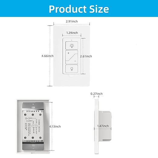 Smart Dimmer Light Switch with Wireless Remote, Compatible with Alexa for Voice Control, Electrical Smart Wall Switch for Dimmable LED/CFL INC/HAL Bulb of Ceiling Pendant Lamps Fixture, ETL Listed
