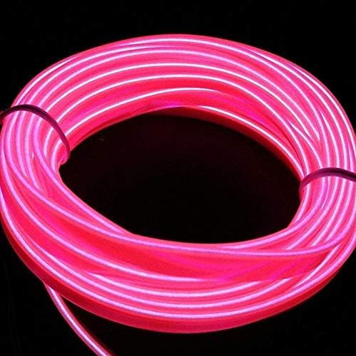 El Wire Neon Light Car Interior LED Lights, Ambient Lighting Kits for Xmas Halloween Christmas Car Decoration(5m/16ft, Pink)