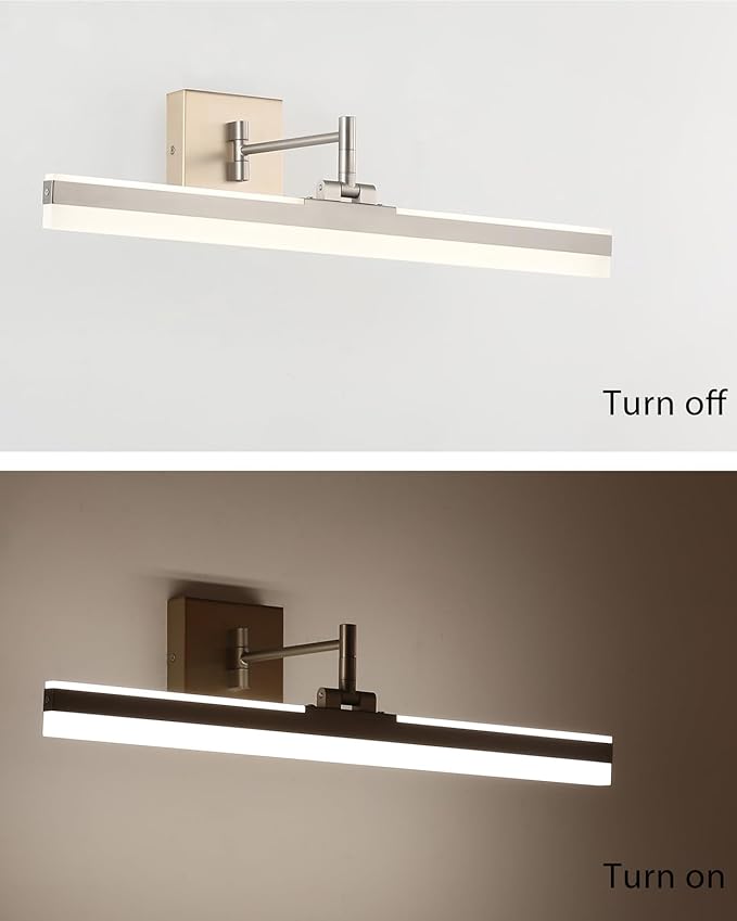 Modern LED Vanity Light,23.6‘’ Adjustable & Rotatable Bathroom Light Fixture Above Mirror, Wall Sconce, Nickel