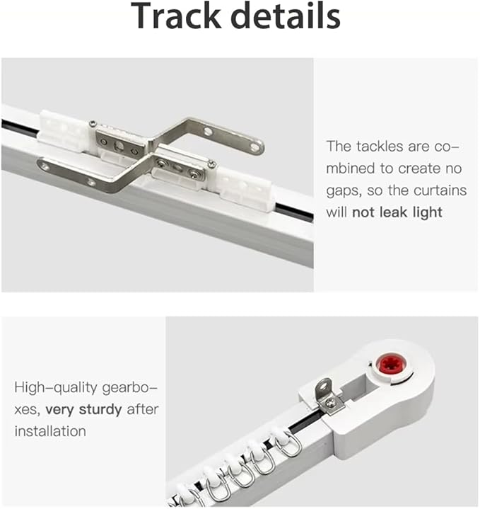 Matter over WiFi Hidden Smart Curtain Motor Track Kit, Silent Electric Curtain Rods 1.8N.m, Automatic Curtain Opener Compatible with HomeKit/Alexa/Google/SmartThings (3 meters (118.1 inches))