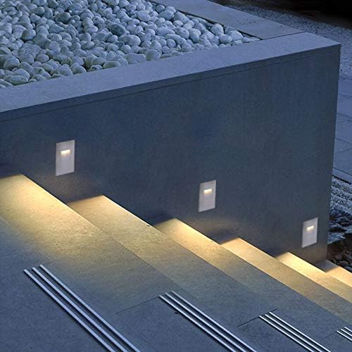 Ciata LED Stair Lights Indoor - Step Lights Outdoor Stair Light 3 Watt, Warm White Stairway Lighting for Outdoor and Indoor Stairs 3000K Concrete, Home Theater Lighting - Silver Finish, Vertical