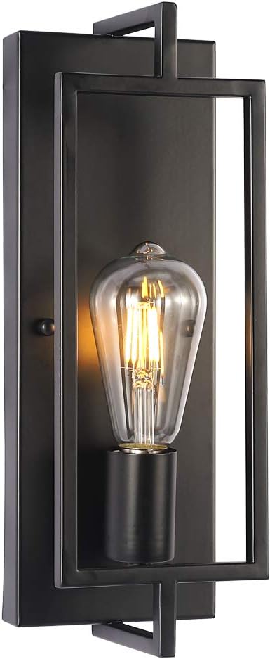 Single Light Black Bathroom Vanity Light Fixtures, Industrial Modern Wall Sconce Lighting for Hallway Bedroom Kitchen