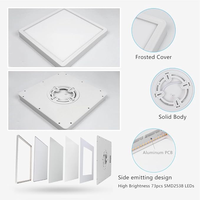 9Inch 18W Square LED Ceiling Light Fixtures Flush Mount, 5000K Daylight White LED Ceiling Lamp, Surface Mount Modern Ceiling Lights, Slim Flat Panel Lighting for Bedroom, Kitchen, Bathroom Etc.