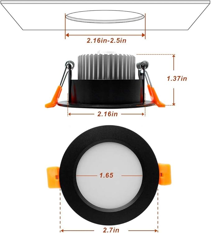 YGS-Tech 2 Inch LED Recessed Lighting, Dimmable Downlight 3W(35W Halogen Equivalent), CRI80, 3000K Warm White Ceiling Light with LED Driver(1 Pack)