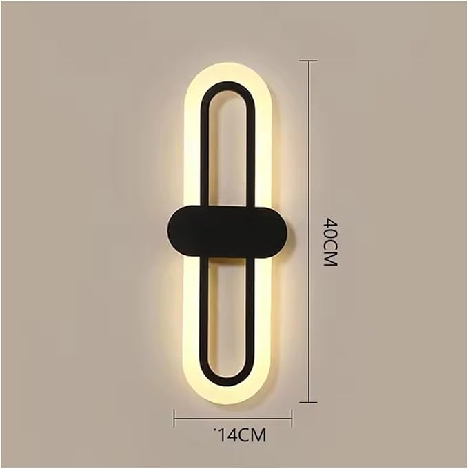 Bedroom Bedside Modern Minimalist Living Room Background Wall Led Three-Color Light-Changing Wall Lamp Simple Aisle Balcony Lamp(Black,Cool White(5500-7000K))