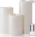 Amagic 3 Pack 4"x 6"8" 10" Outdoor Plastic Electric flameless Candles with Remote Control and Timer, Battery Operated Flickering LED Pillar Fake Candle for Home, Wedding Decor, Ivory