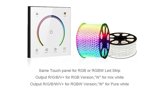 AMKI LED Wall Switch Dimmer,LED Controller,Wall- Mounted Plastic Cover Touch Panel Switch for DC12V-24V 3528 2835 5050 Single Color LED Strip Lighting(RGB-Red,Green,Blue)
