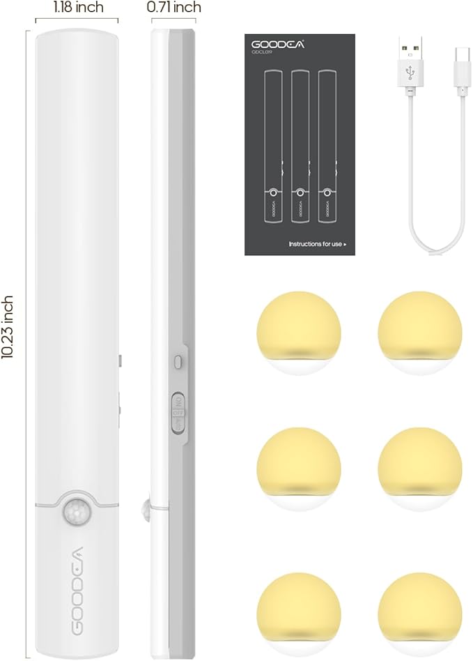 Under Cabinet Lighting, LED Motion Sensor Light Indoor, Wireless Rechargeable Battery Operated Under Cabinet Lights for Kitchen,Dimmable Closet Lights (3 Pack)