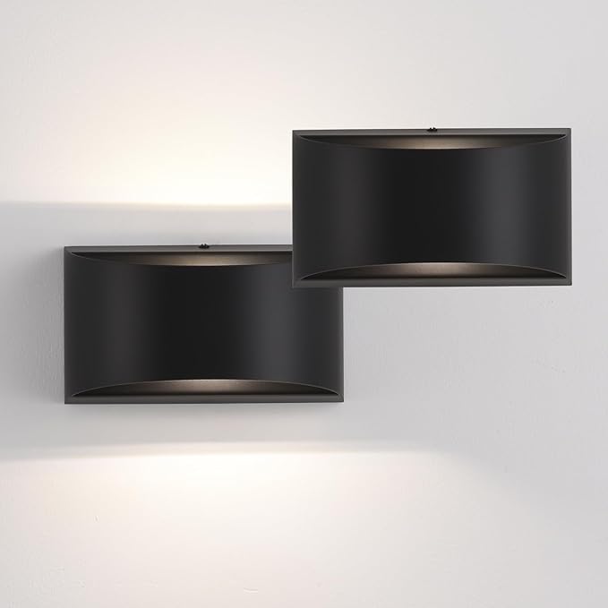 Black Modern LED Wall Sconces Set of Two Hardwired Wall Sconces Indoor Up and Down Wall Mount Light Hardwired Indoor Wall Lights(Bulb not Included)