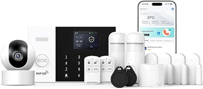 LWOHSI Wireless Alarm System,DIY 4G/WiFi Home Security Systems,Phone APP Alert,Door/Window and Motion Sensors,Remote Control for Home,Apartment,No Contract Fee (13 PCS)