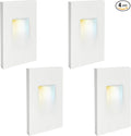 4-Pack Vertical LED Step Lights, Color Adjustable (2700K-5000K), IP65 Waterproof, 3W 70LM, 120V Stair Lights Indoor Outdoor, 10%-100% Dimmable, White, ETL Certified