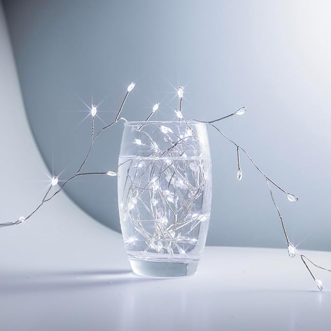 Fairy Lights Plug in, 100 Feet 1000LED Cool White Silver Wire Firecracker Firefly Lights with Remote, Waterproof Copper Wire Lights for Bedroom Wreath Window Wedding Christmas Tree Decoration
