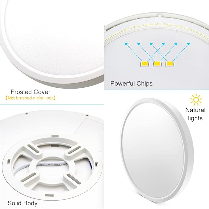 LightingWill 8.9 Inch LED Flush Mount Ceiling Light Fixture, 5000K Daylight White,1800LM, 18W, Flat Modern Round Lighting Fixture, 180W Equivalent White Ceiling Lamp for Kitchens, Bedrooms.etc.