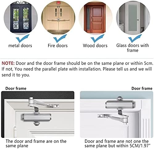Marie Automatic Door Closer，Adjustable Closing Speed Door Closer for 55-100 lbs Residential and Commercial Light Doors，with Installation Video EN1154 Certification