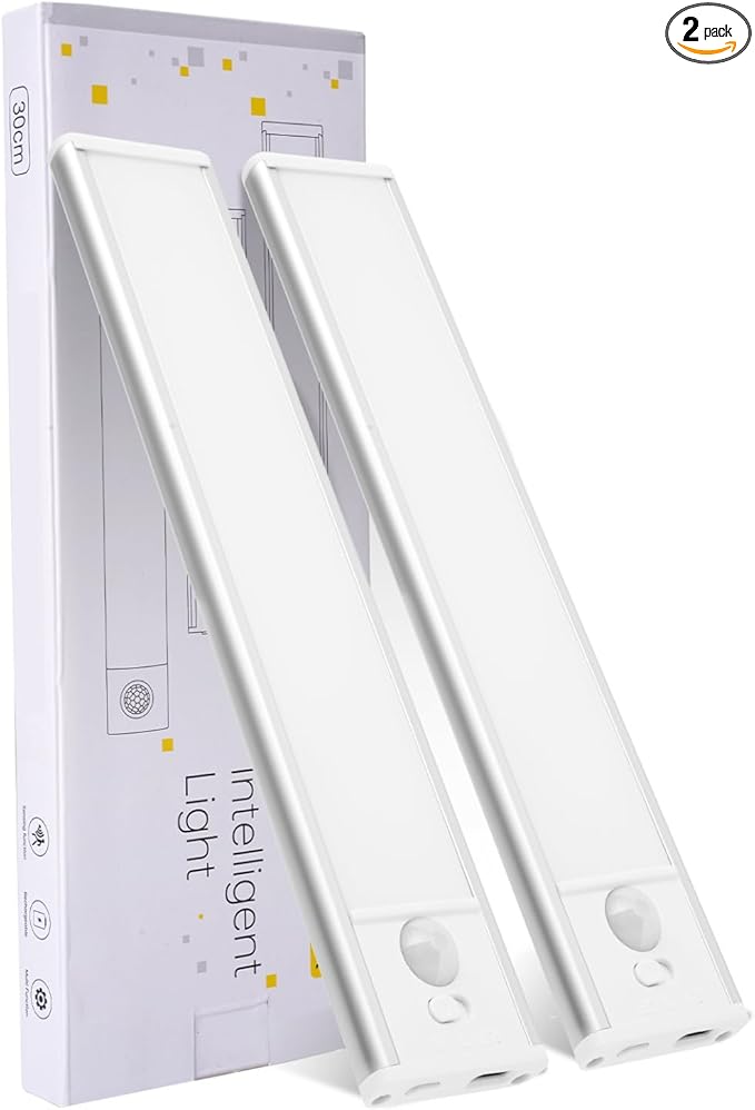 12 inch Under Cabinet Lighting, 1800mAh Rechargeable Motion Sensor Light with 3 Color Temps, Dimmable USB-C Closet Light, Wireless LED Under Counter Lights for Kitchen, Stairs, Pantry