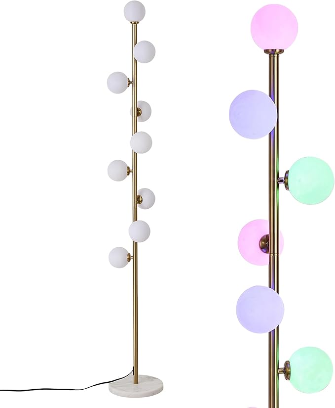Hsyile Modern Creative Floor Lamp for Living Room,Bedroom,Office,Globe High Pole Standing Lamp, Tree Lamp (Brass)