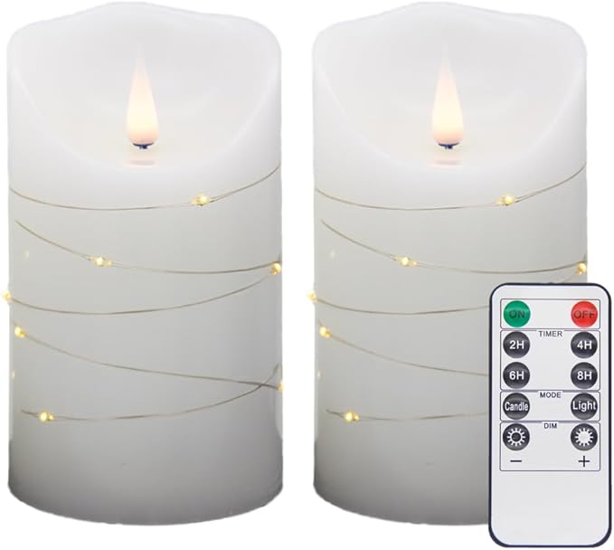 Flameless LED Candles, Realistic Flickering Flame, Set of Multiple (White, Set of 2 (5 Inch))