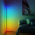 HomeLava RGB Corner Floor Lamp LED Nordic 55 inches Room Lamp LED Dimmable Remote Control Colour Changing Bedside Table Standing Lamp,Modern Minimalist Atmosphere Night Light [Black]