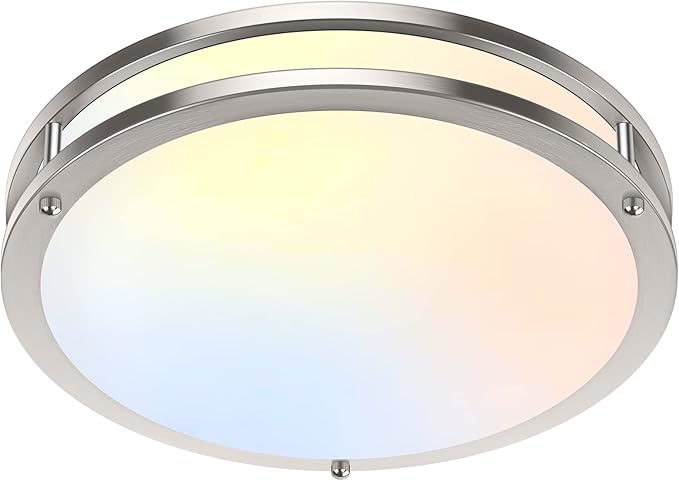 36W LED Flush Mount Ceiling Light Fixture, 13inch LED Ceiling Light 3600LM, Modern Ceiling Light 2700K/3000K/4000K/5000K/6500K 5CCT, Brushed Nickle Dimmable Ceiling Lamp for Living Room Kitchen,1 Pack
