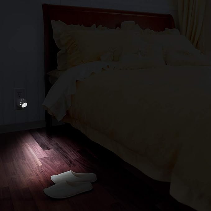 Emotionlite Plug-in Night Lights, Neutral White LED Nightlight, 360° Rotation, Dusk to Dawn Sensor, Kids, Adult, Bedroom, Hallway, Bathroom,Kitchen, Stairways, Corridor, 4 Pack