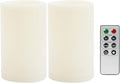 CANDLE CHOICE Outdoor Battery Operated Flameless Candles with Remote Timer Waterproof Flickering Plastic Electric LED Pillar Lights for Lantern Patio Garden Wedding Party Decorations D3”xH5” 2 PCS