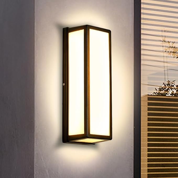 LANFU LED Aluminum Wall Sconce Waterproof Outdoor Wall Light,Modern Porch Wall Light (Large Rectangle-50W)