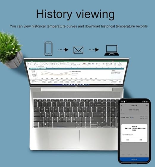 PHOVOLT WiFi Refrigerator Thermometer: Digital Fridge Thermometer, LCD Display,App Notification, Remote App Monitor for Pool, Hot Tub, Fish Tank (Temperature)