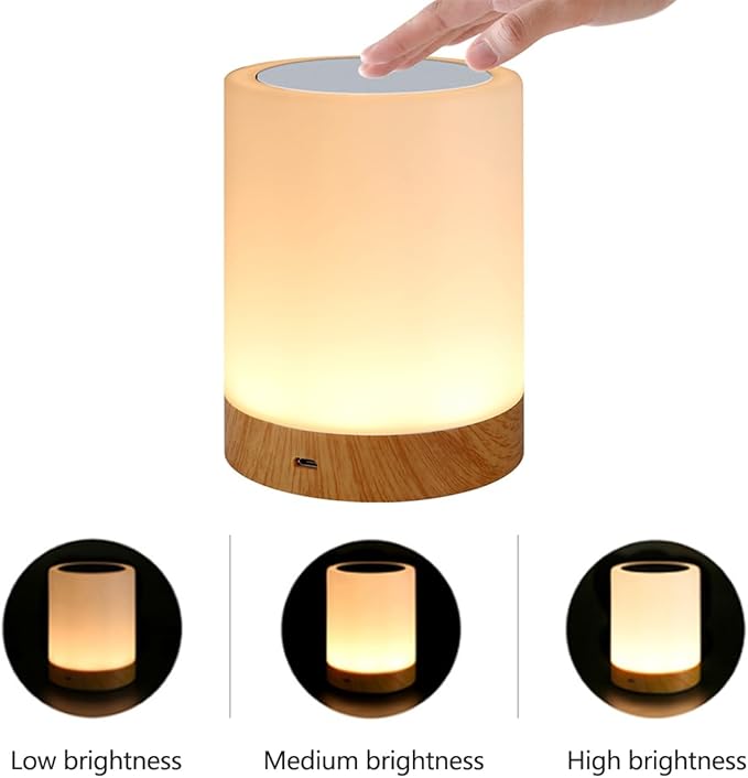 Night Light, Dimmable Touch Lamp for Bedroom Living Room Baby Nursery, Portable Table Bedside Lamp with Rechargeable Internal Battery Night Lamp Warm White Light & Color Changing RGB