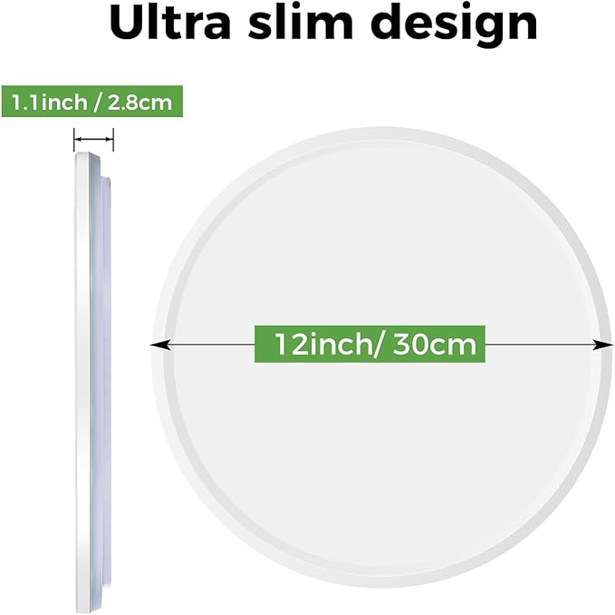 zemty 12Inch RGB Ceiling Light with Remote, 24W 2400LM 3000K-6500K Color Changeable, Dimmable LED Light Fixture Flush Mount, Round Surface Ceiling Lamp for Kids Gaming Room Bathroom