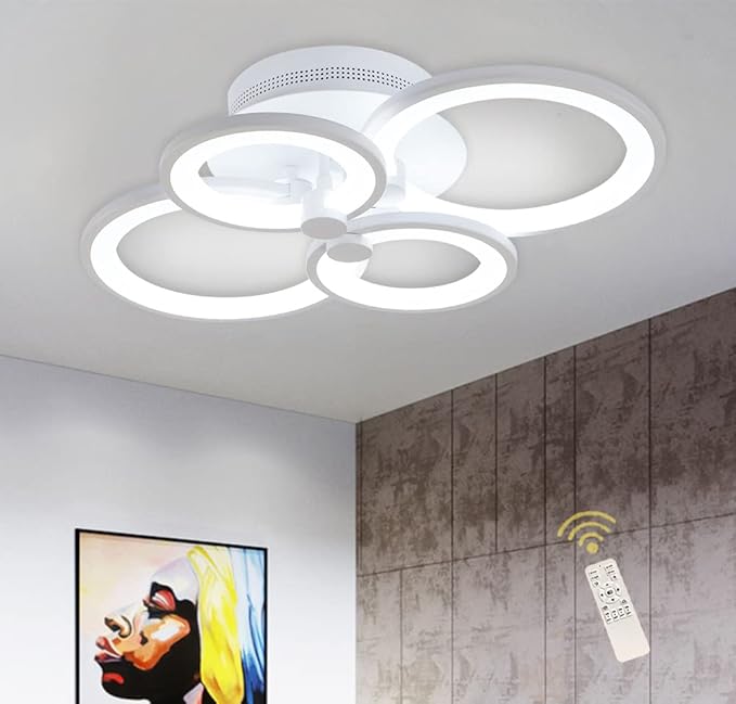 Ganeed Dimmable Modern Ceiling Light,Metal Acrylic LED Flush Mount Ceiling Light Fixtures,56W LED Chandelier Light Fixture for Living Room Kitchen Bedroom Dinner Room,3000-6500K