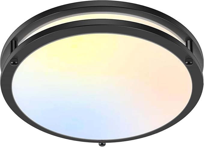 GoBright 13 inch Dimmable LED Ceiling Light Fixture, 36W Super Bright 3600 Lumens Black Flush Mount Light Fixture, 2700K-6500K Adjustable Ceiling Lights for Bedroom, Kitchen, Bathroom, 1-Pack