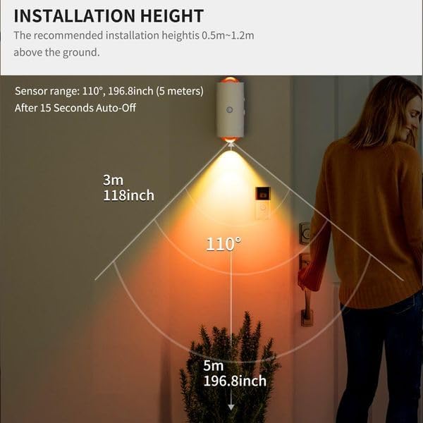 Rechargeable LED Wall Lamp Magnetic Motion Sensor Dimmable Stick on Night Light for Bedroom Closet Under Cabinet Lighting (2, Black)