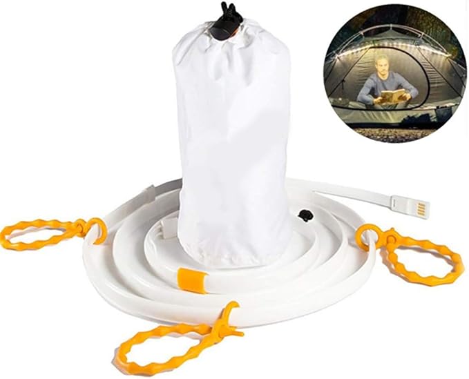 LED Rope Lights, USB Powered Portable Water Proof Camping Rope Lights with 180, Reusable Utility Ties and Storage Bag for Outdoor Hiking Emergency (Yellow)