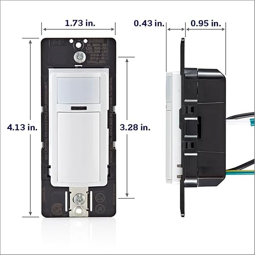Leviton Motion Sensor Light Switch, Motion Activated, Auto-On/Auto-Off or Manual-On, 2A, No Neutral Wire Required, Single Pole, DOS02-1LT, Light Almond