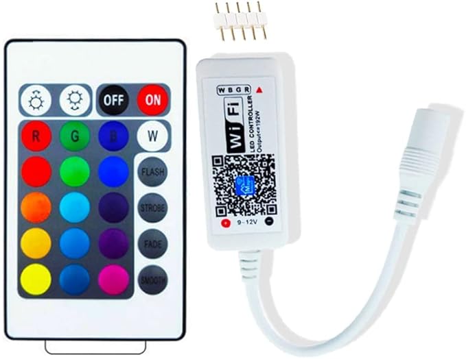 WiFi Wireless RGBW LED Smart Controller Working with Android iOS System Mobile Phone App for 5050 3528 LED Light Strip, Fits Alexa,Google Home,IFTTT (RGBW)