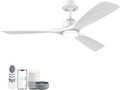 52 Inch Wood Smart Ceiling Fans with Lights Remote,Voice Control via WIFI Alexa App,Quiet DC Motor,Outdoor Indoor Ceiling Fan,Dimmable,Modern White Lighting & Ceiling Fan for Bedroom Patio Porch