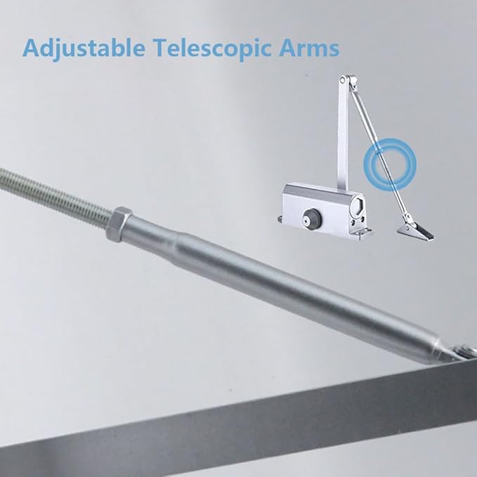 Door Closer Automatic Adjustable Spring Hydraulic Door Closer Heavy Duty Auto Closer for Residential and Commercial Doors