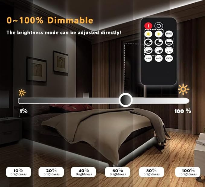 50ft 3000K DC 24V COB LED Strip Light ETL Listed, 0-100％ Brightness Dimmable Bright Warm White Led COB Strip Light, Led Strip Light for Stair, Cabinet, Room(Include AD/DC Adapter and Remote)