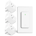 Remote Switch Outlet, GreenCyle 3 Outlet Plug with Remote, Wireless On/Off Light Switch Wall Mounted, 15A/1500W, TUV Listed, No Wiring Needed, 500ft RF Range, for Lamps, Fans, Household Appliances