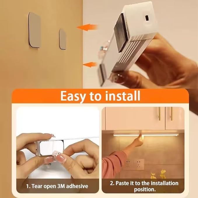 2025 Upgraded Punch-Free Smart Sensor Magnetic Rechargeable LED Lights, Rechargeable Motion Sensor Light, Wireless Motion Sensor Indoor Lights, Stick On Lights for Kitchen/Stairs (2PC-White, 11.8in)