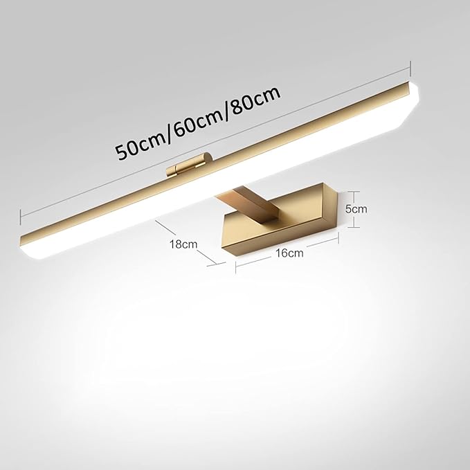Vanity Lighting LED Mirror Front Light Waterproof Anti-Fog Bathroom Mirror Light Acrylic Rotatable Wall Light Makeup Light Mirror Cabinet Light Vanity Lamp Bath Lights(80cm, White(6000k,60cm)